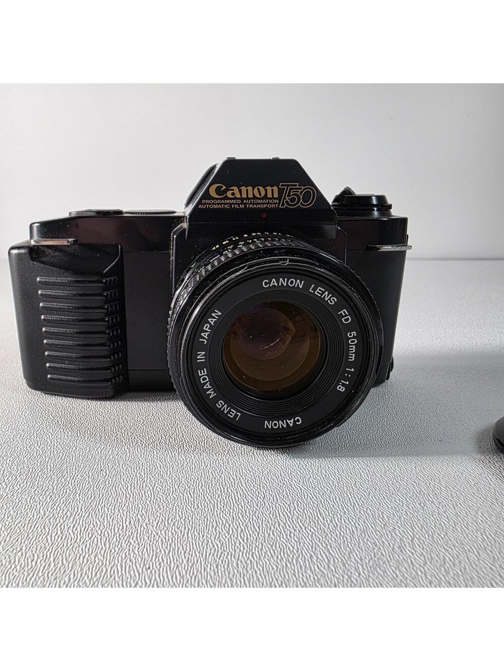 Canon T50 35mm SLR Film Camera w/ Canon FD 50mm 1:18 Lens - Tested Working